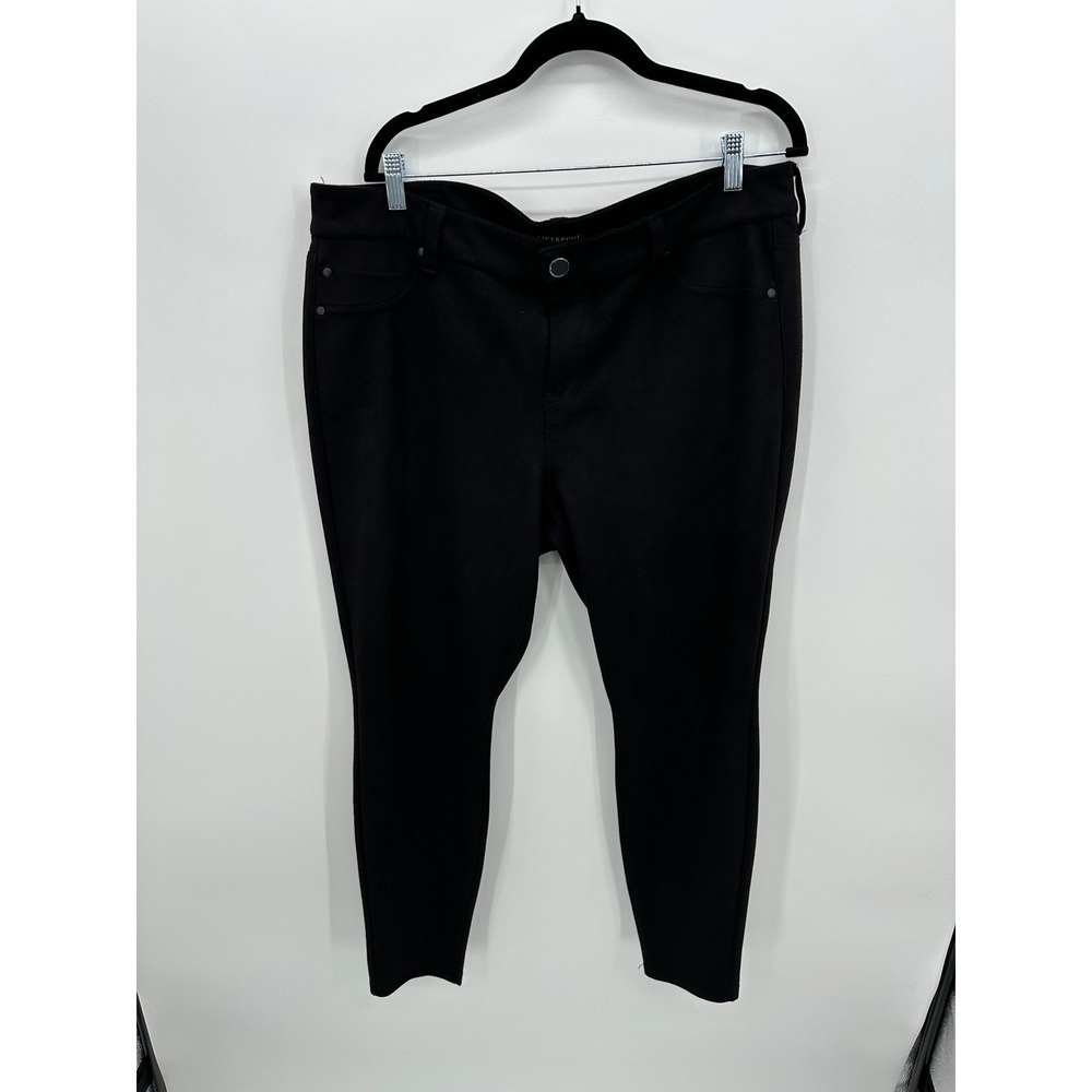 Liverpool Womens Black Faux Suede Skinny Pants Sz 18W Stretch High Waisted